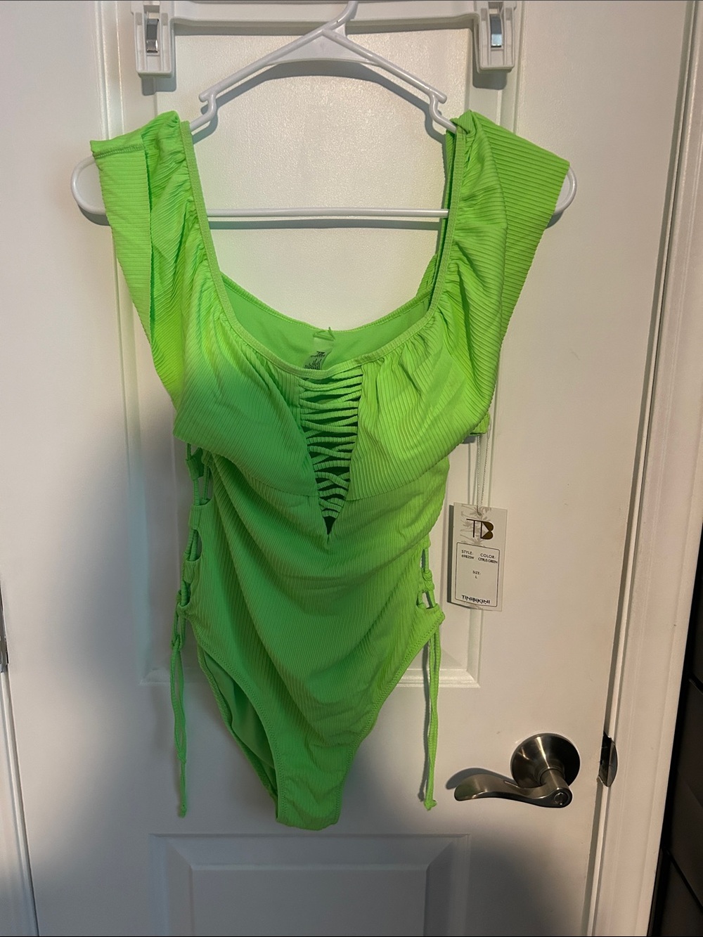 TiniBikini Neon Lime Lace-Up One-Piece